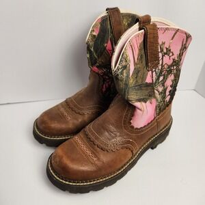 Ariat Brown and Pink Ankle Boots